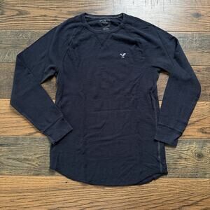 American Eagle AE Legend Thermal Shirt Black Large Long Sleeve Casual Basic